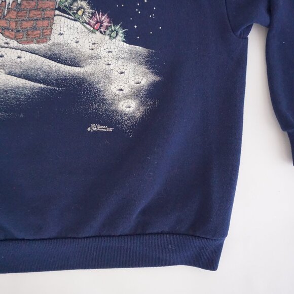 Vintage Cats Christmas Navy Graphic Sweatshirt Festive Holiday Winter M - Picture 5 of 9